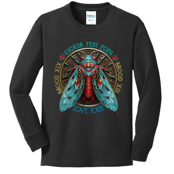 Funny The Cicadas Reunion Summer 2024 Kids Long Sleeve Shirt