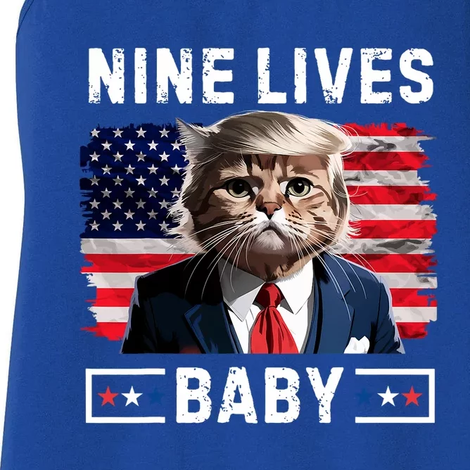 Funny Trump Cat 9 Lives Baby Nine Lives Cat Women's Racerback Tank