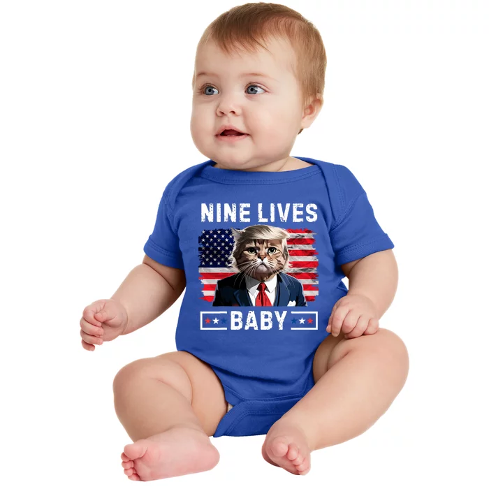 Funny Trump Cat 9 Lives Baby Nine Lives Cat Baby Bodysuit