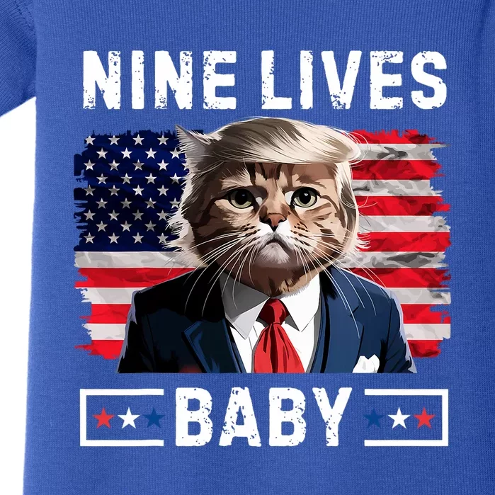 Funny Trump Cat 9 Lives Baby Nine Lives Cat Baby Bodysuit