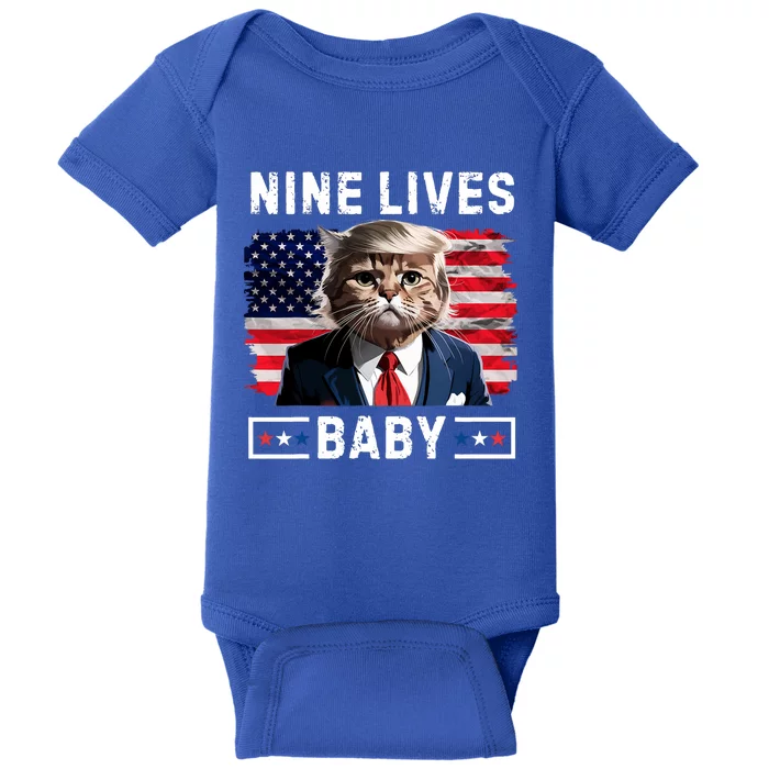 Funny Trump Cat 9 Lives Baby Nine Lives Cat Baby Bodysuit