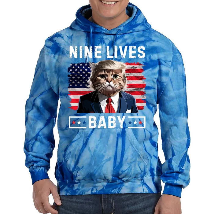 Funny Trump Cat 9 Lives Baby Nine Lives Cat Tie Dye Hoodie