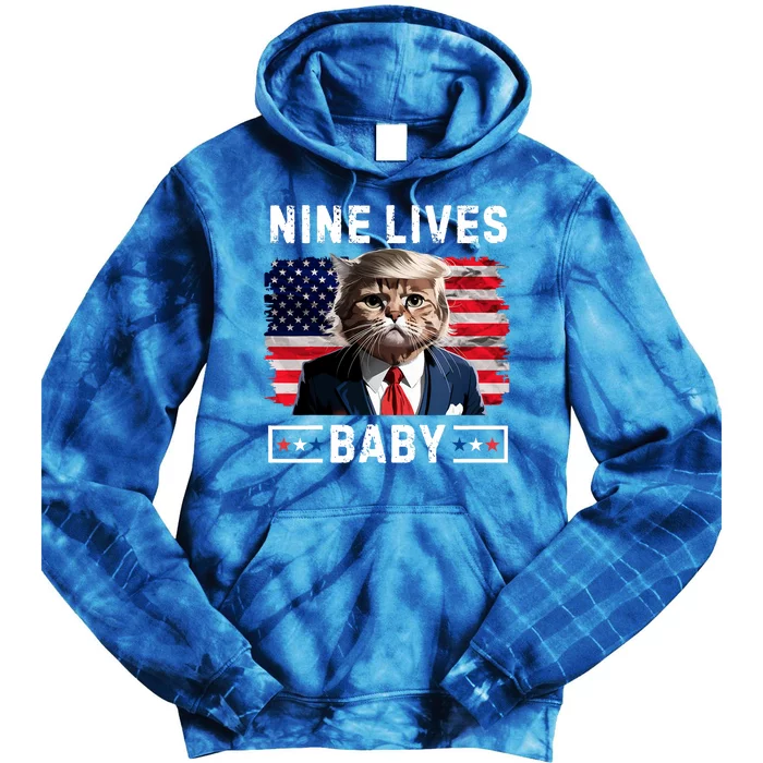 Funny Trump Cat 9 Lives Baby Nine Lives Cat Tie Dye Hoodie