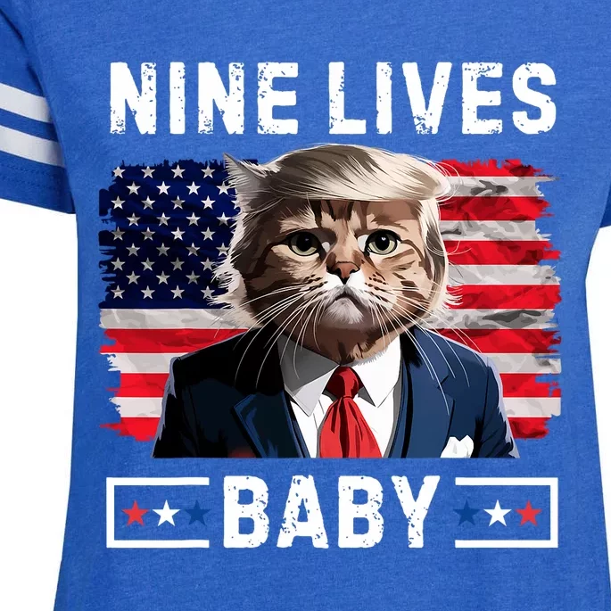 Funny Trump Cat 9 Lives Baby Nine Lives Cat Enza Ladies Jersey Football T-Shirt