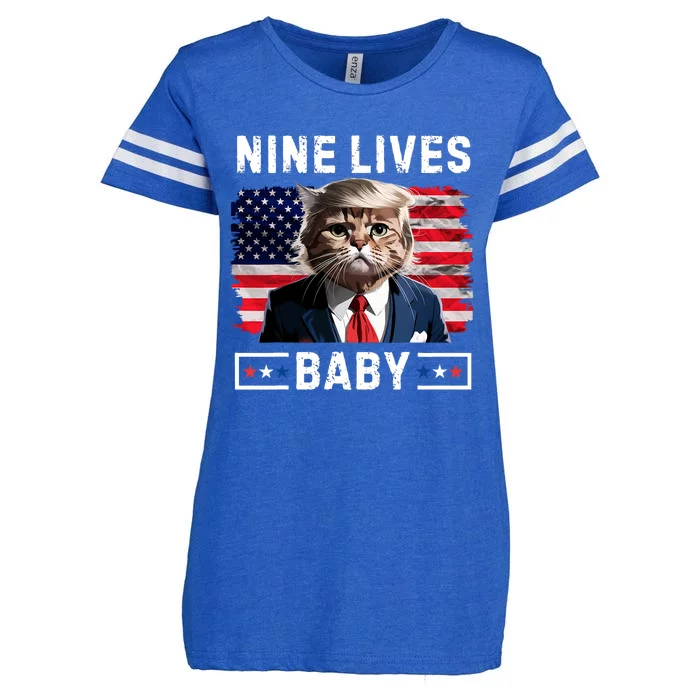 Funny Trump Cat 9 Lives Baby Nine Lives Cat Enza Ladies Jersey Football T-Shirt