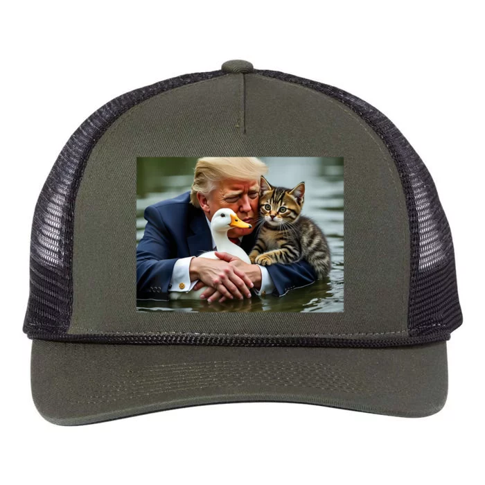 Funny Trump Cat And Duck Memes Christmas Halloween Vote Sign Retro Rope Trucker Hat Cap