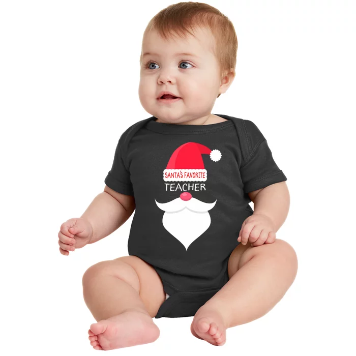 Funny Teacher Christmas Gift Santas Favorite Baby Bodysuit