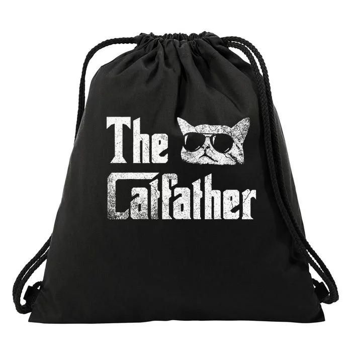 Funny The Catfather Cool Cat Daddy Glasses Gift Drawstring Bag