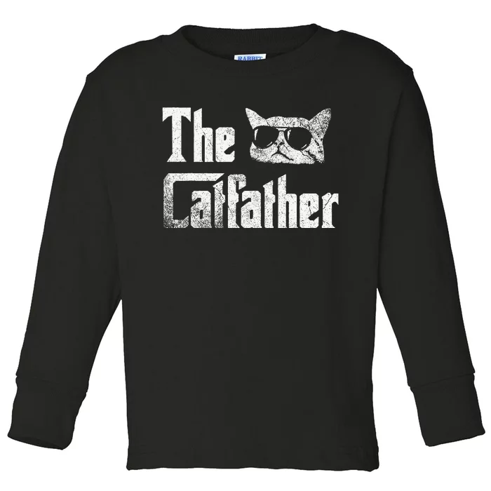 Funny The Catfather Cool Cat Daddy Glasses Gift Toddler Long Sleeve Shirt