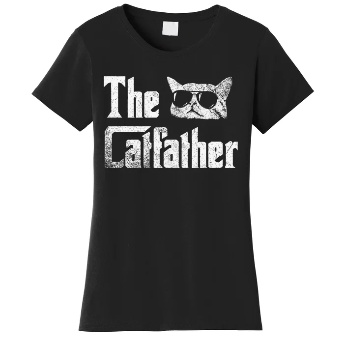 Funny The Catfather Cool Cat Daddy Glasses Gift Women's T-Shirt