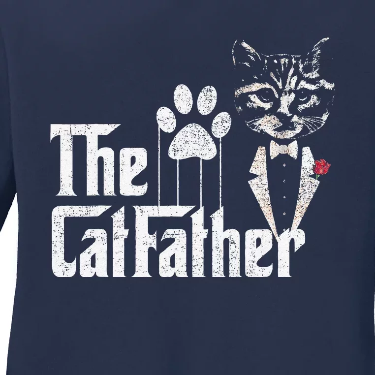 Funny The CatFather Cat Dad Lovers Fathers Day Ladies Long Sleeve Shirt