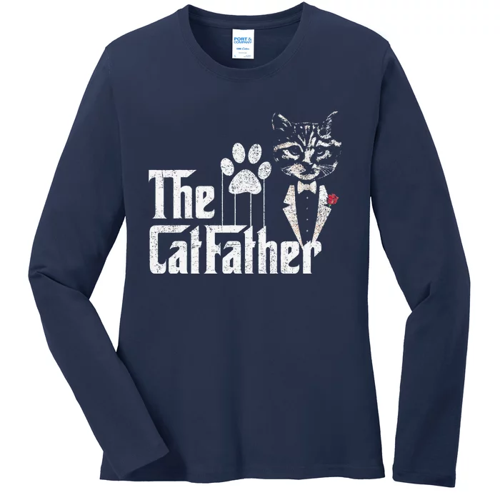 Funny The CatFather Cat Dad Lovers Fathers Day Ladies Long Sleeve Shirt