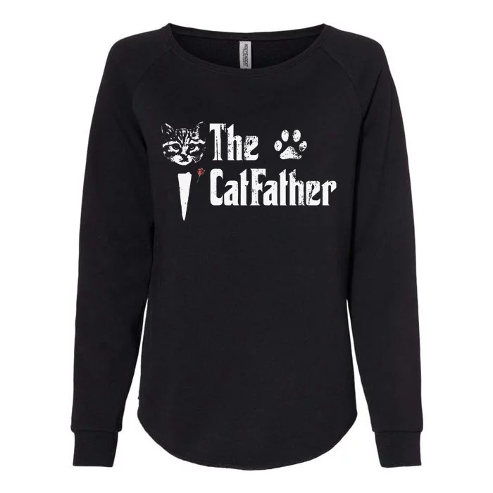 Funny The Catfather Funny Fathers Day Gift For Cat Daddy Womens California Wash Sweatshirt