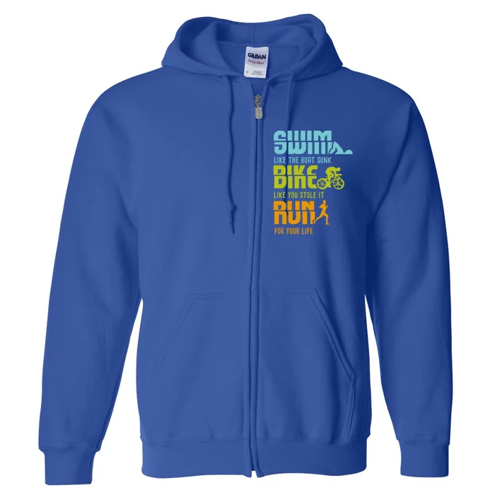 Funny Triathlon Competitor I Triathlete I Swim Bike Run Funny Gift Full Zip Hoodie