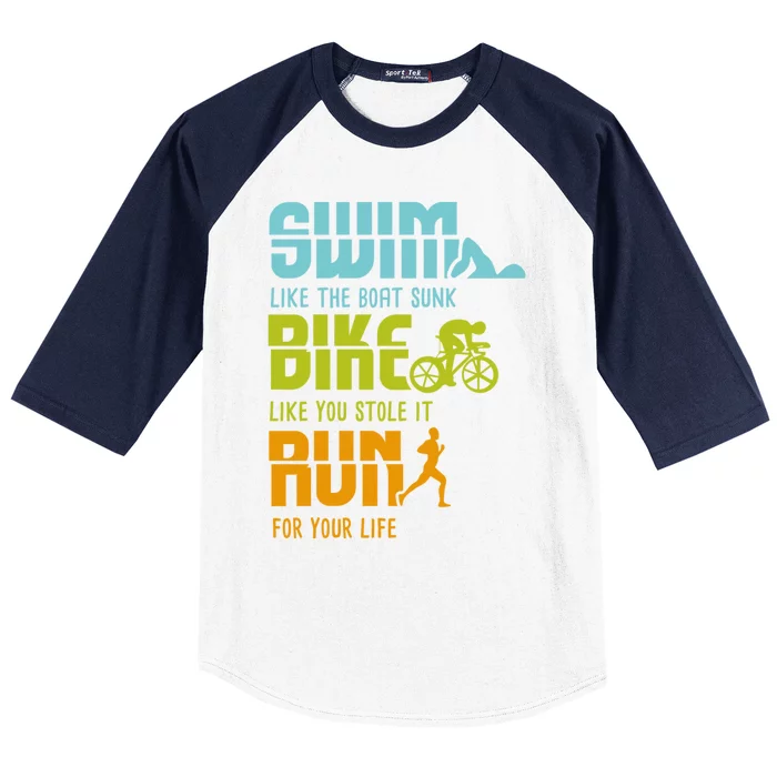 Funny Triathlon Competitor I Triathlete I Swim Bike Run Funny Gift Baseball Sleeve Shirt