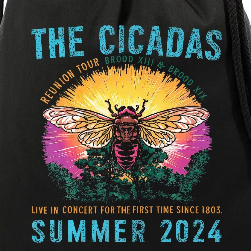 Funny The Cicadas Reunion Summer 2024 Drawstring Bag