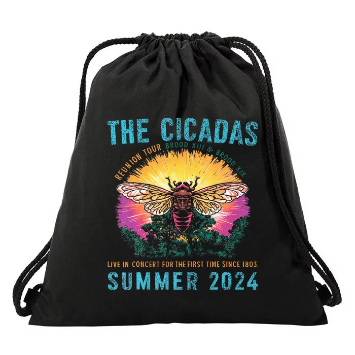 Funny The Cicadas Reunion Summer 2024 Drawstring Bag