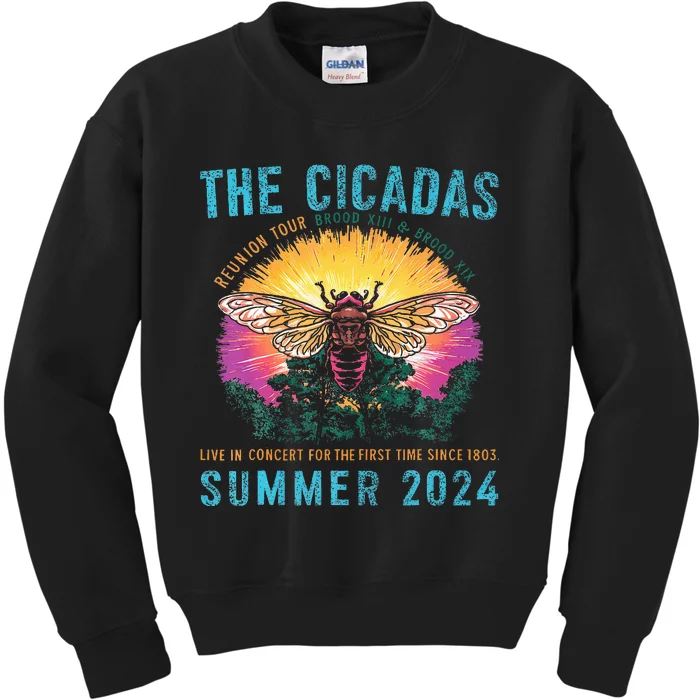 Funny The Cicadas Reunion Summer 2024 Kids Sweatshirt