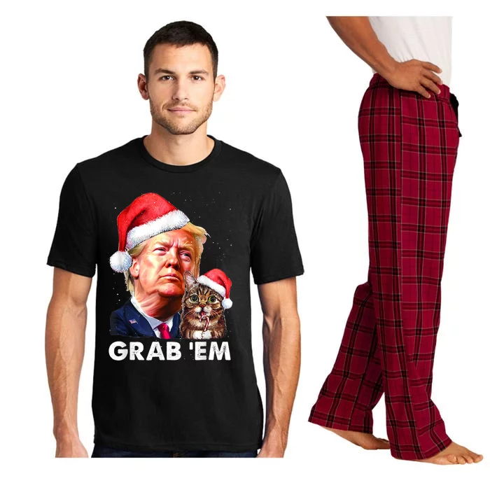 Funny Trump Cat Grab' Em Christmas Trump Pajama Set