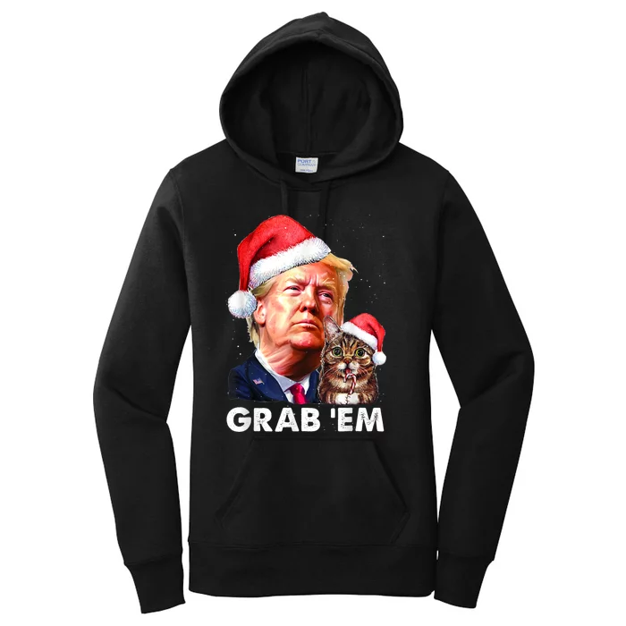 Funny Trump Cat Grab' Em Christmas Trump Women's Pullover Hoodie