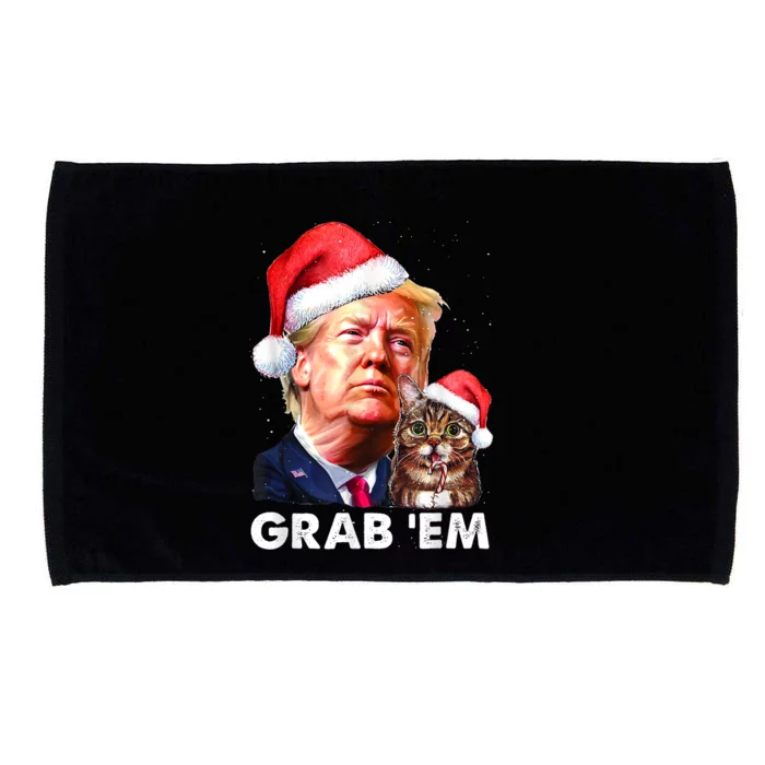 Funny Trump Cat Grab' Em Christmas Trump Microfiber Hand Towel