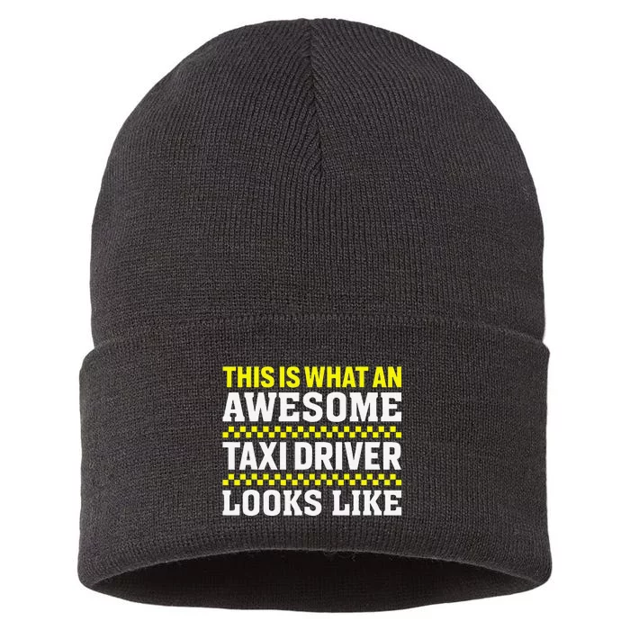 Funny Taxi Driver Art Cab Driver Taxi Passengers Sustainable Knit Beanie