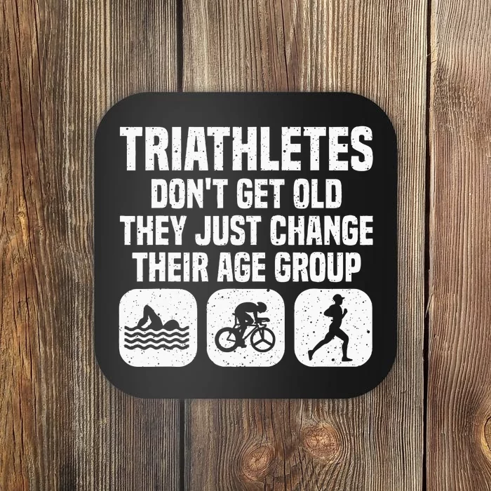 Funny Triathlon Design Women Triathletes Swim Bike Run Coaster