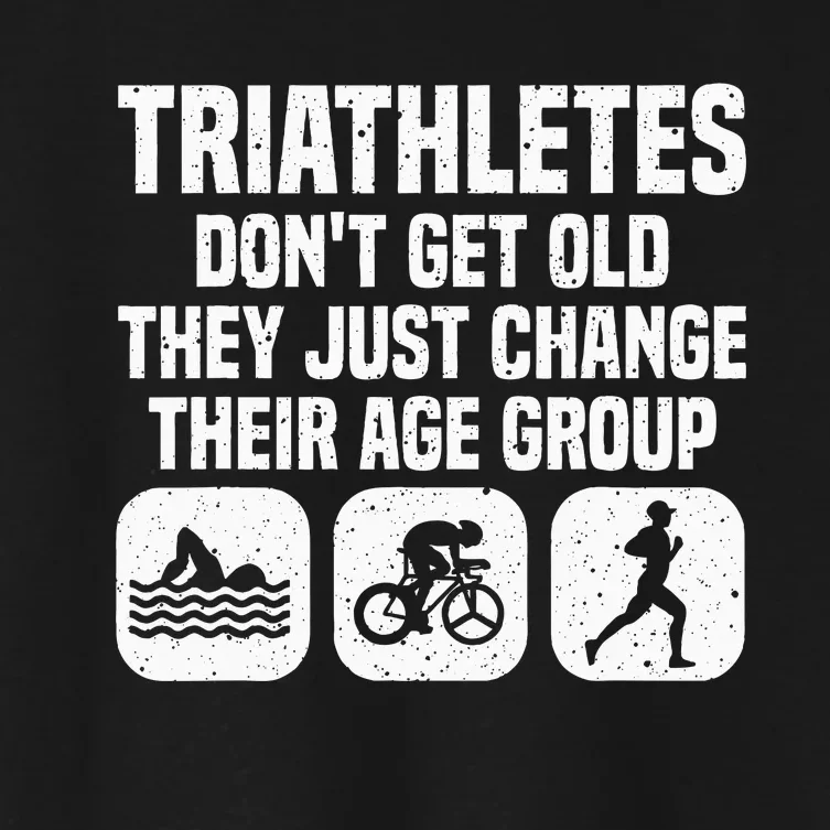 Funny Triathlon Design Women Triathletes Swim Bike Run Women's Crop Top Tee