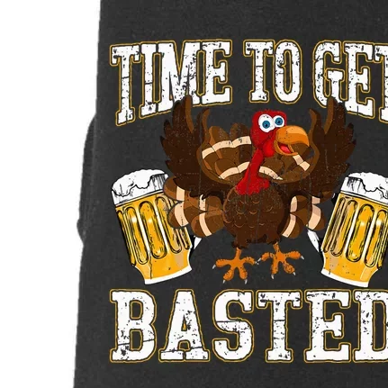 Funny Thanksgiving Drinking Time To Get Basted Turkey Doggie 3-End Fleece Hoodie