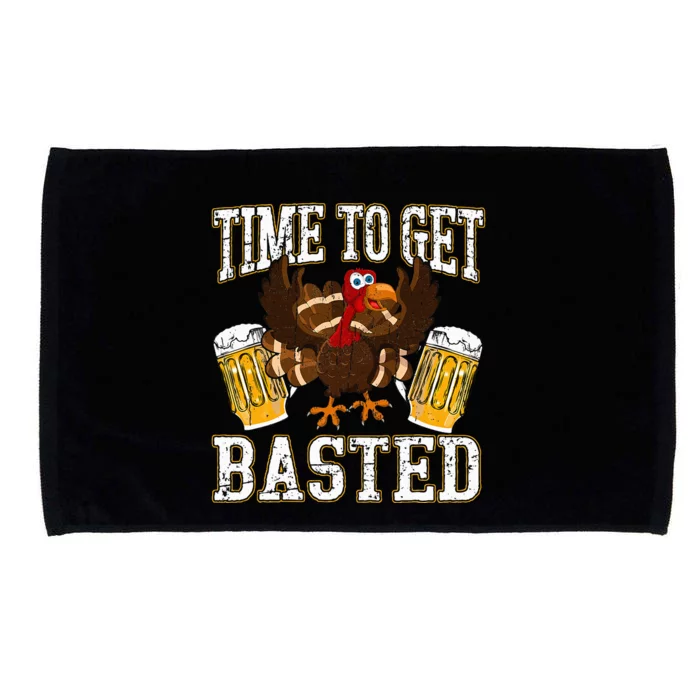 Funny Thanksgiving Drinking Time To Get Basted Turkey Microfiber Hand Towel