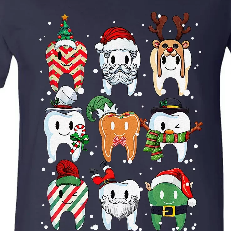 Funny Teeth Dentist Squad Dental Hygiene Christmas Pajamas V-Neck T-Shirt