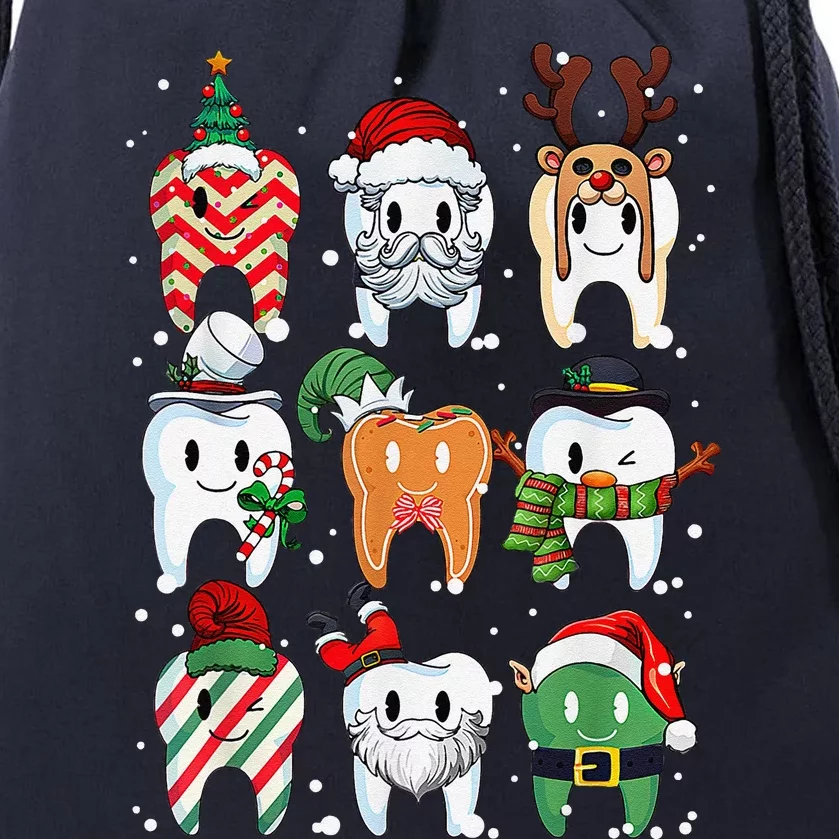 Funny Teeth Dentist Squad Dental Hygiene Christmas Pajamas Drawstring Bag