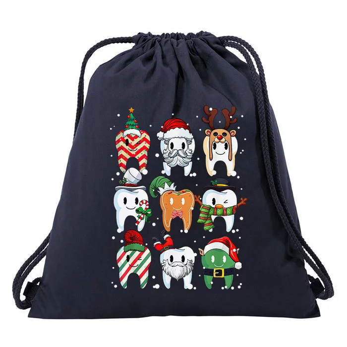 Funny Teeth Dentist Squad Dental Hygiene Christmas Pajamas Drawstring Bag