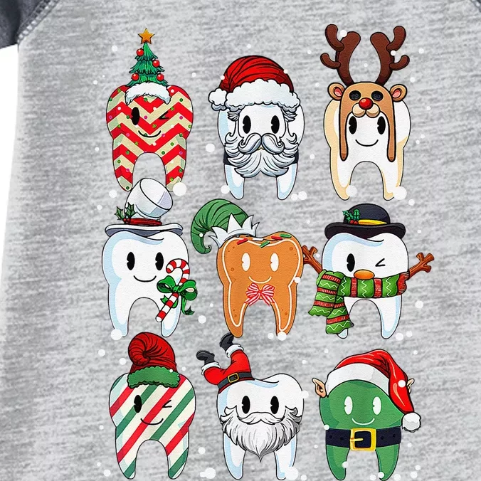 Funny Teeth Dentist Squad Dental Hygiene Christmas Pajamas Infant Baby Jersey Bodysuit