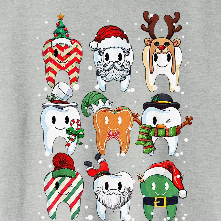 Funny Teeth Dentist Squad Dental Hygiene Christmas Pajamas Women's Crop Top Tee