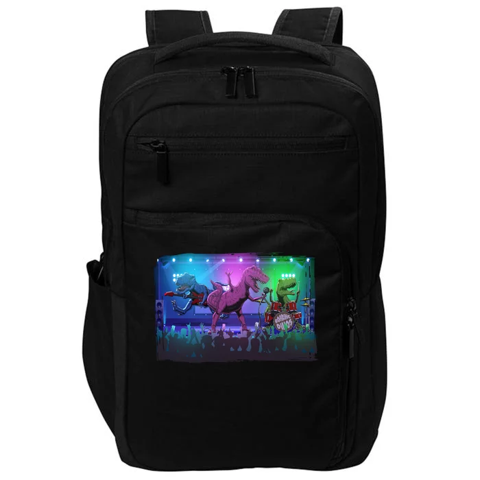 Funny Trex Dinosaurs Rock Band Concert Impact Tech Backpack