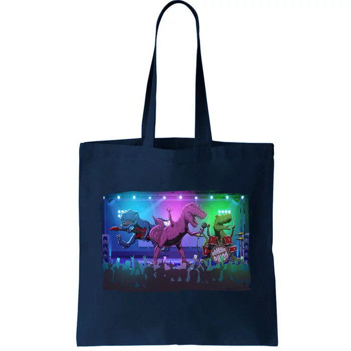 Funny Trex Dinosaurs Rock Band Concert Tote Bag