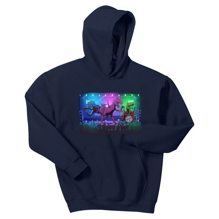 Funny Trex Dinosaurs Rock Band Concert Kids Hoodie