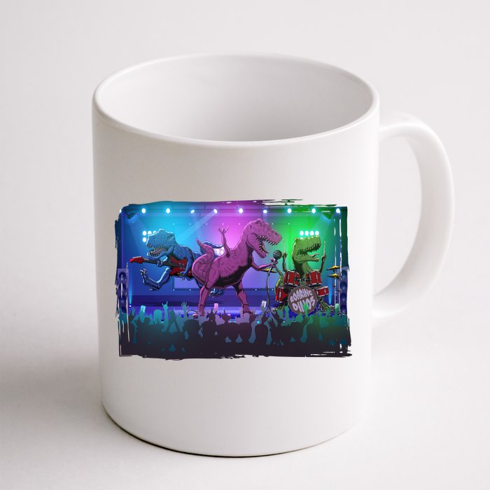 Funny Trex Dinosaurs Rock Band Concert Front & Back Coffee Mug