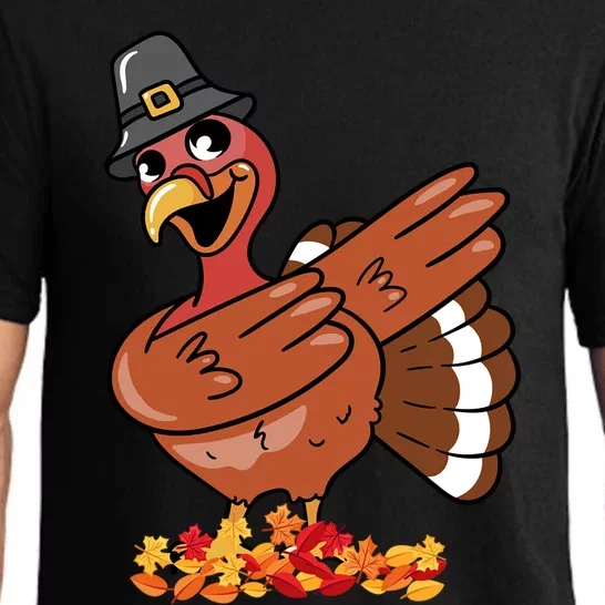 Funny Thanksgiving Dabbing Turkey Food Joke Fall Gift Pajama Set