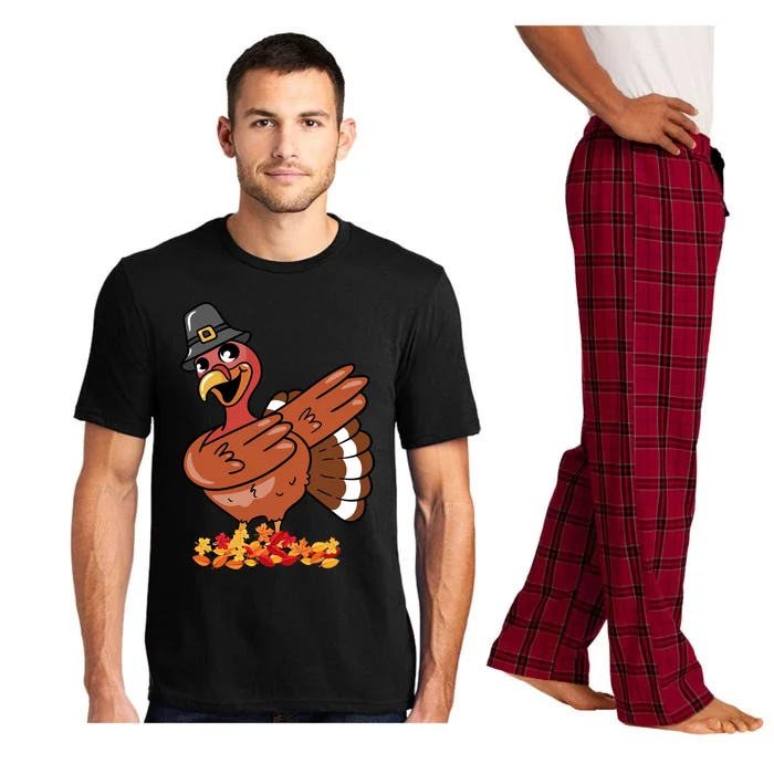 Funny Thanksgiving Dabbing Turkey Food Joke Fall Gift Pajama Set