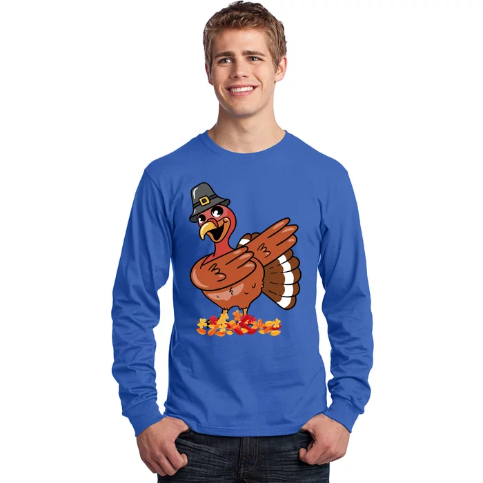 Funny Thanksgiving Dabbing Turkey Food Joke Fall Gift Long Sleeve Shirt