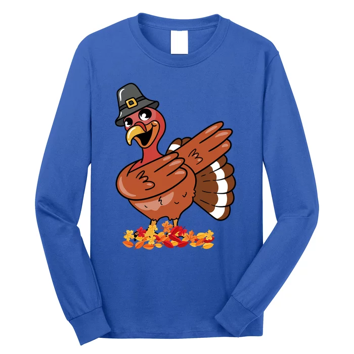 Funny Thanksgiving Dabbing Turkey Food Joke Fall Gift Long Sleeve Shirt