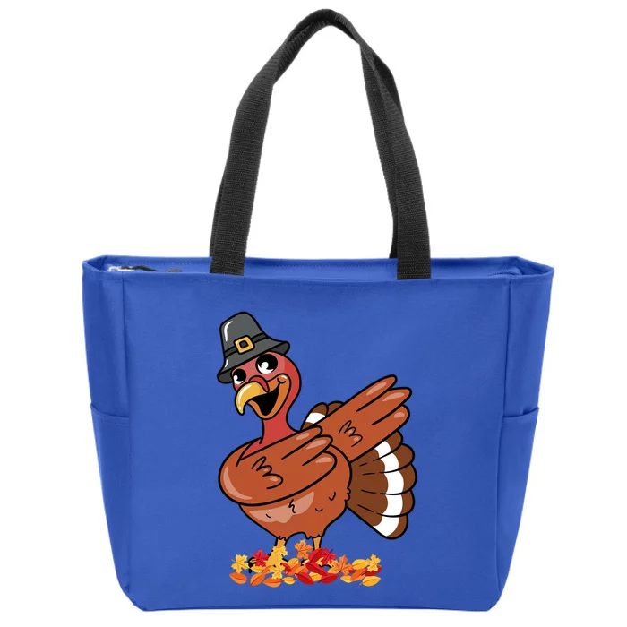 Funny Thanksgiving Dabbing Turkey Food Joke Fall Gift Zip Tote Bag