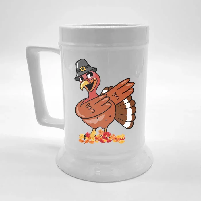 Funny Thanksgiving Dabbing Turkey Food Joke Fall Gift Front & Back Beer Stein