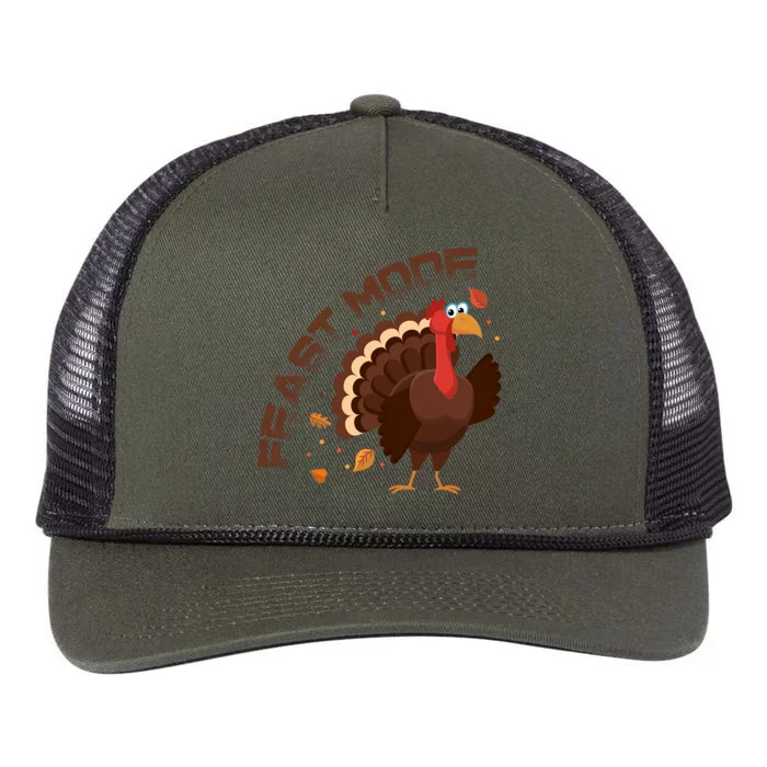 Funny Turkey Day Fall Feast Mode Cool Gift Retro Rope Trucker Hat Cap