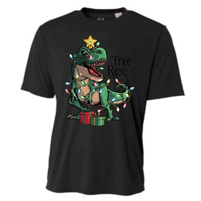 Funny Trex Dinosaur Christmas Tree Rex Gift Cooling Performance Crew T-Shirt