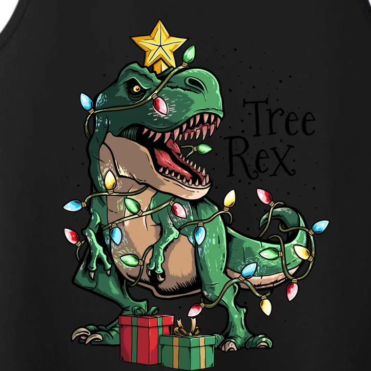 Funny Trex Dinosaur Christmas Tree Rex Gift Performance Tank