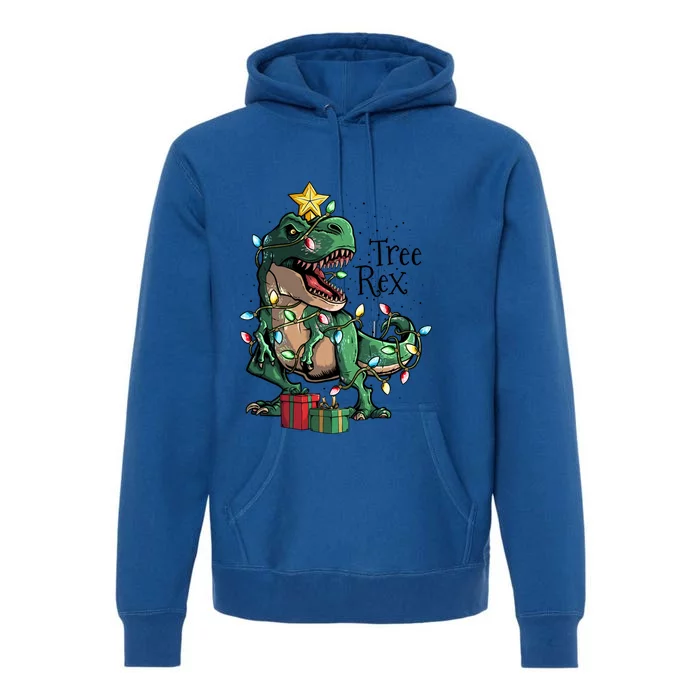 Funny Trex Dinosaur Christmas Tree Rex Gift Premium Hoodie