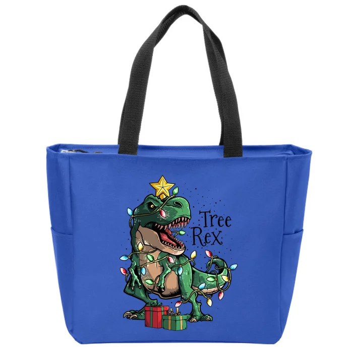 Funny Trex Dinosaur Christmas Tree Rex Gift Zip Tote Bag